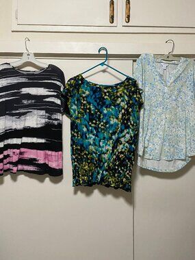 Bundle of 3 size L short sleeved tunics; Simply Vera/Worthington/Liz Claiborne